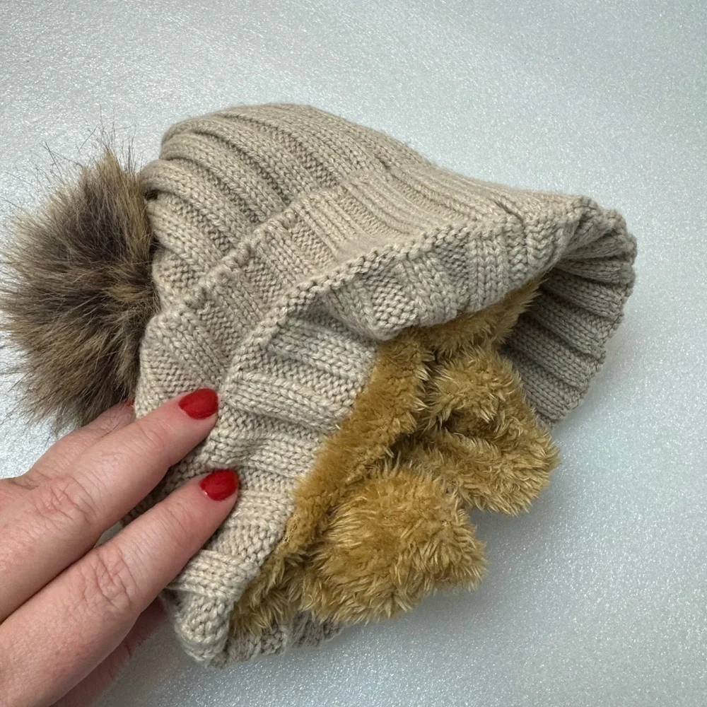 Kids’ Beanie Pom Pom Night Light Headlamp Tan Natural Color